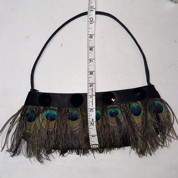 Satin Peacock Feather Shoulder Bag - Picture 5 of 6